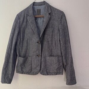 GAP soft blue/gray chambray fabric blazer size 12